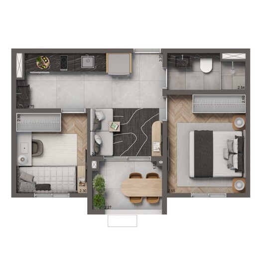 Planta 05 - 2 dorm 38m�