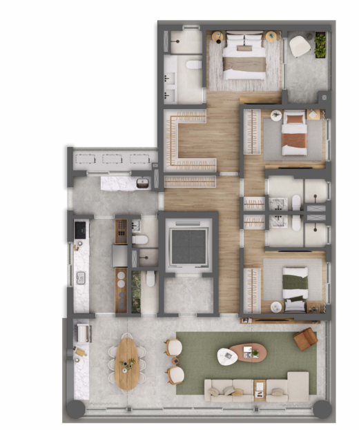 Planta 01 - 3 dorm 160m�