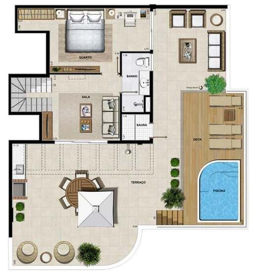Planta 17 - 5 dorm 247,95m² - cobertura duplex - superior