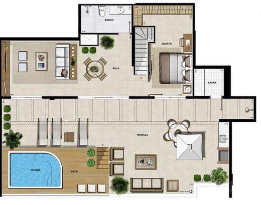 Planta 27 - 4 dorm 265,73m² - cobertura duplex - superior