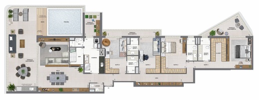 Planta 17 - 4 dorm 275,57m² - cobertura horizontal