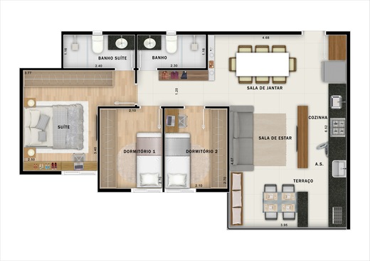 Planta 03 - 3 dorm 64,39m - opo 2