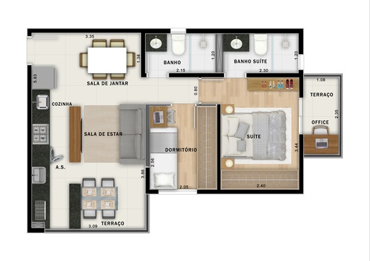 Planta 06 - 2 dorm 49,63m - opo 2
