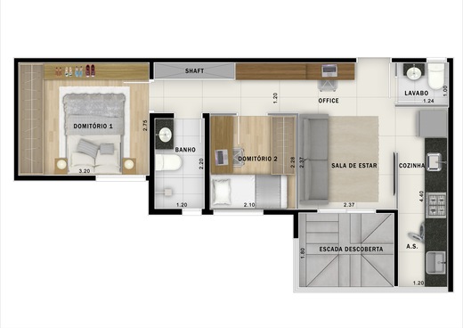 Planta 10 - 2 dorm 101,06m - cobertura duplex - inferior