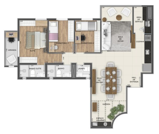 Planta 04 - 3 dorm 89,19m - garden