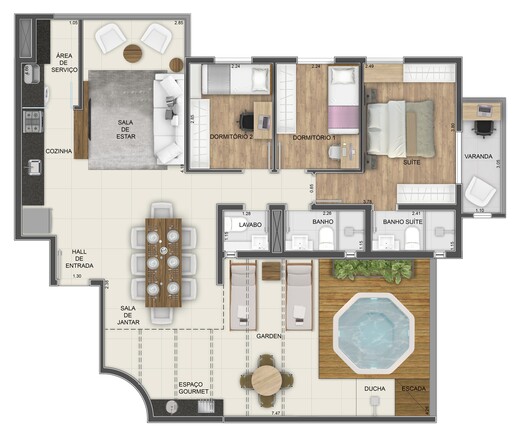 Planta 05 - 3 dorm 114,41m - garden