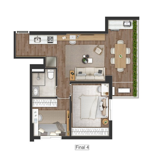 Planta 04 - 2 dorm 50m�