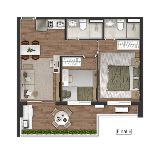 Planta 06 - 2 dorm 50m�