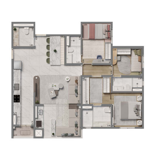 Planta 07 - 3 dorm 102m