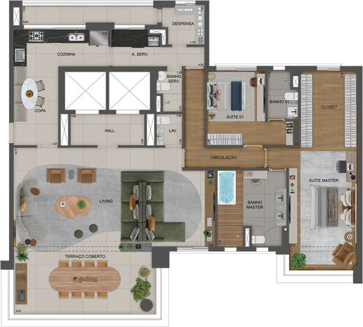 Planta 02 - 2 dorm 215m� - op��o