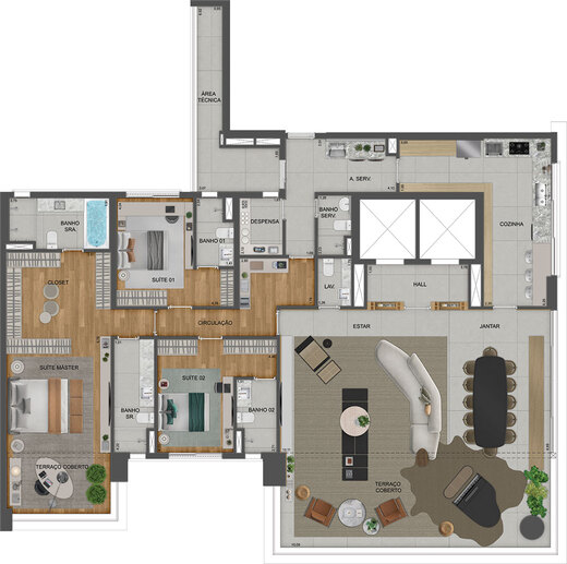 Planta 04 - 3 dorm 290m� - op��o