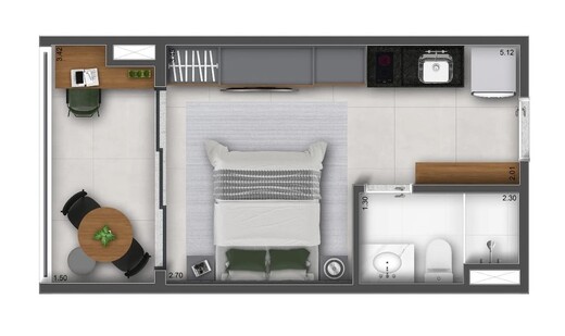 Planta 01 - 1 dorm 25m� - studio