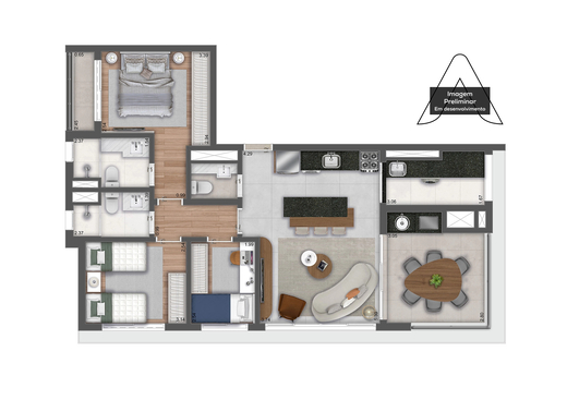 Planta 02 - 3 dorm 89m�