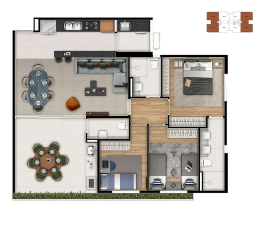 Planta 02 - 3 dorm 89,60m�