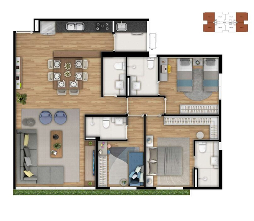 Planta 04 - 3 dorm 89,60m� - op��o 2