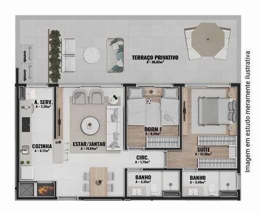 Planta 03 - 2 dorm 109,39m� - garden