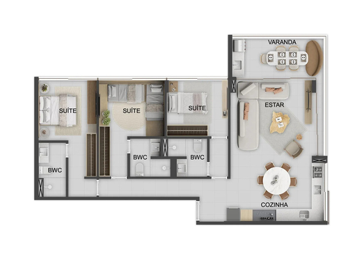 Planta 06 - 3 dorm 111m²
