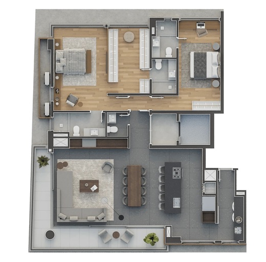 Planta 03 - 2 dorm 157m² - opção 2