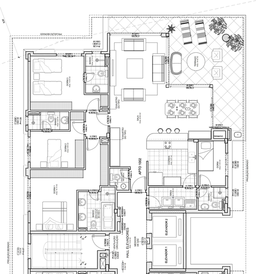Planta baixa apto 3 su�tes cob