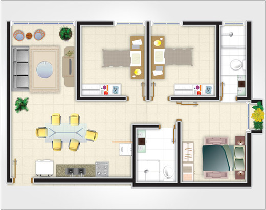 Planta 03 - 3 dorm 51m²
