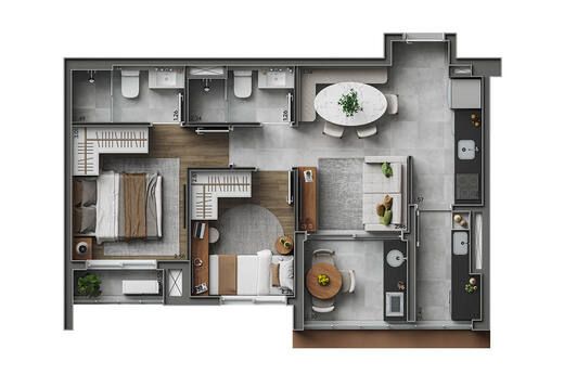 Planta 01 - 2 dorm 54m�