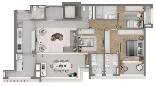Planta 02 - 3 dorm 139m²