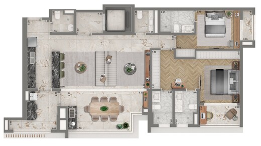 Planta 04 - 2 dorm 139m² - opção 2