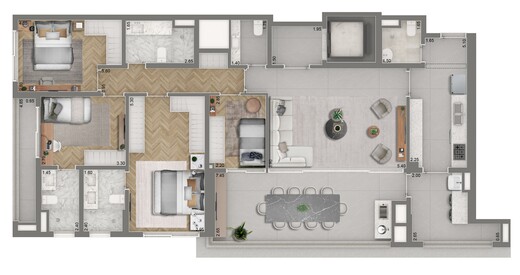 Planta 05 - 4 dorm 155m²