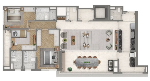 Planta 07 - 3 dorm 155m² - opção 2