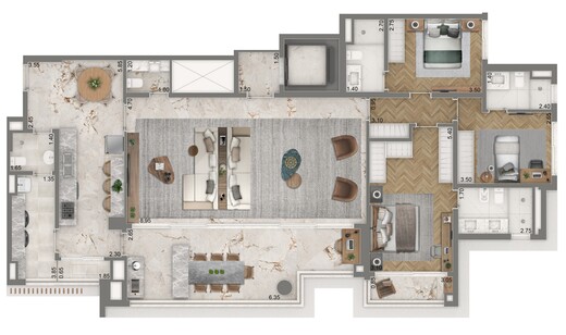 Planta 10 - 3 dorm 177,50m² - opção 1