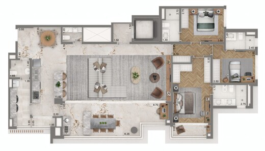 Planta 11 - 3 dorm 177,50m² - opção 2