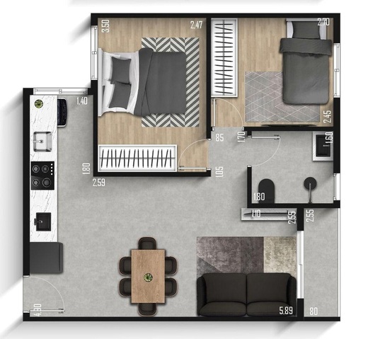 Planta 05 - 2 dorm 45m