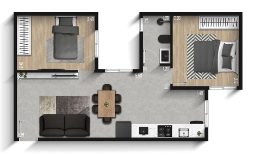 Planta 06 - 2 dorm 48,27m