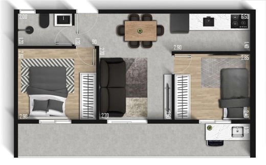 Planta 07 - 2 dorm 49,44m - garden