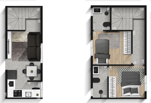 Planta 09 - 2 dorm 51m - cobertura duplex