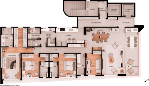 Planta 01 - 4 dorm 173,42m²