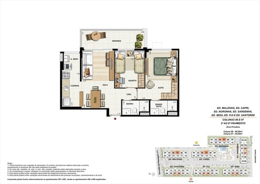 Planta 01 - 2 dorm 65 60m²