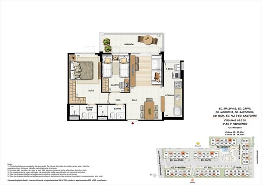 Planta 02 - 2 dorm 64 92m²