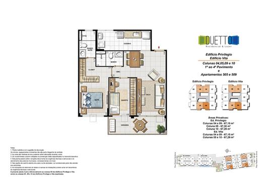 Planta 01 - 2 dorm 67 15m²