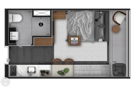 Planta 01 - 1 dorm 21m� - studio