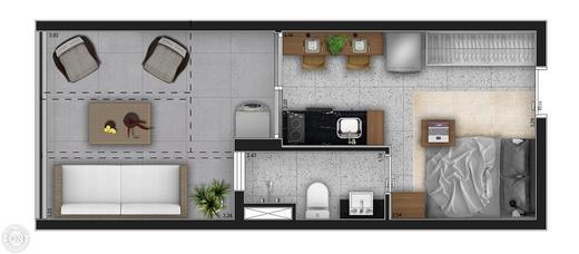 Planta 07 - 1 dorm 30m� - studio garden