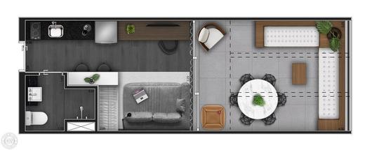 Planta 09 - 1 dorm 35m� - studio - garden