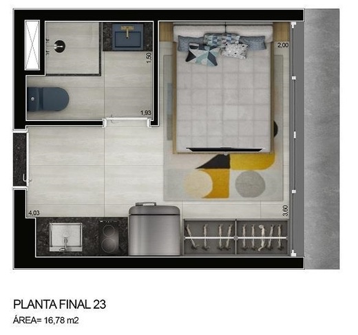 Planta 06 - 1 dorm 16m� - studio