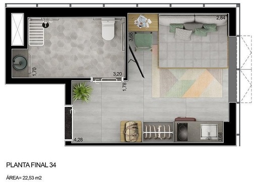 Planta 08 - 1 dorm 22m� - studio