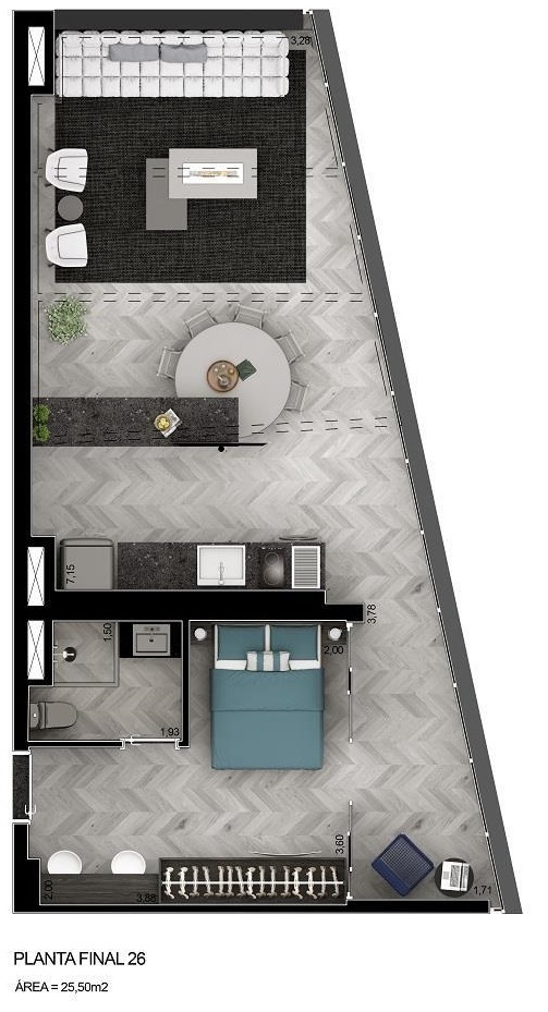 Planta 11 - 1 dorm 25m� - studio