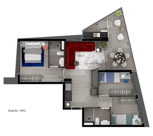 Planta 12 - 2 dorm 70m�