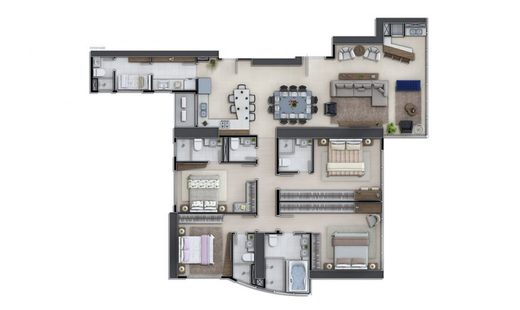 Planta 01 - 4 dorm 195m²