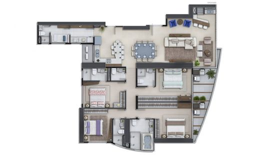 Planta 02 - 4 dorm 195m²