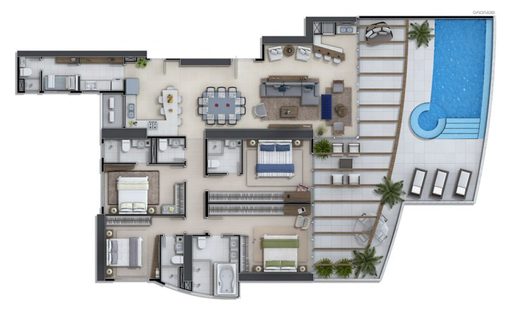 Planta 03 - 4 dorm 200m² - opção