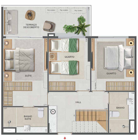 Planta 41 - 3 dorm 113,17m² - cobertura duplex - inferior
